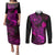 Hawaii Couples Matching Puletasi Dress and Long Sleeve Button Shirts Pineapple Mix Polynesian Plumeria Pink Version LT14 Pink - Polynesian Pride