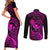 Hawaii Couples Matching Short Sleeve Bodycon Dress and Long Sleeve Button Shirts Pineapple Mix Polynesian Plumeria Pink Version LT14 - Polynesian Pride