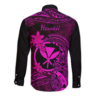 Hawaii Long Sleeve Button Shirt Pineapple Mix Polynesian Plumeria Pink Version LT14 - Polynesian Pride