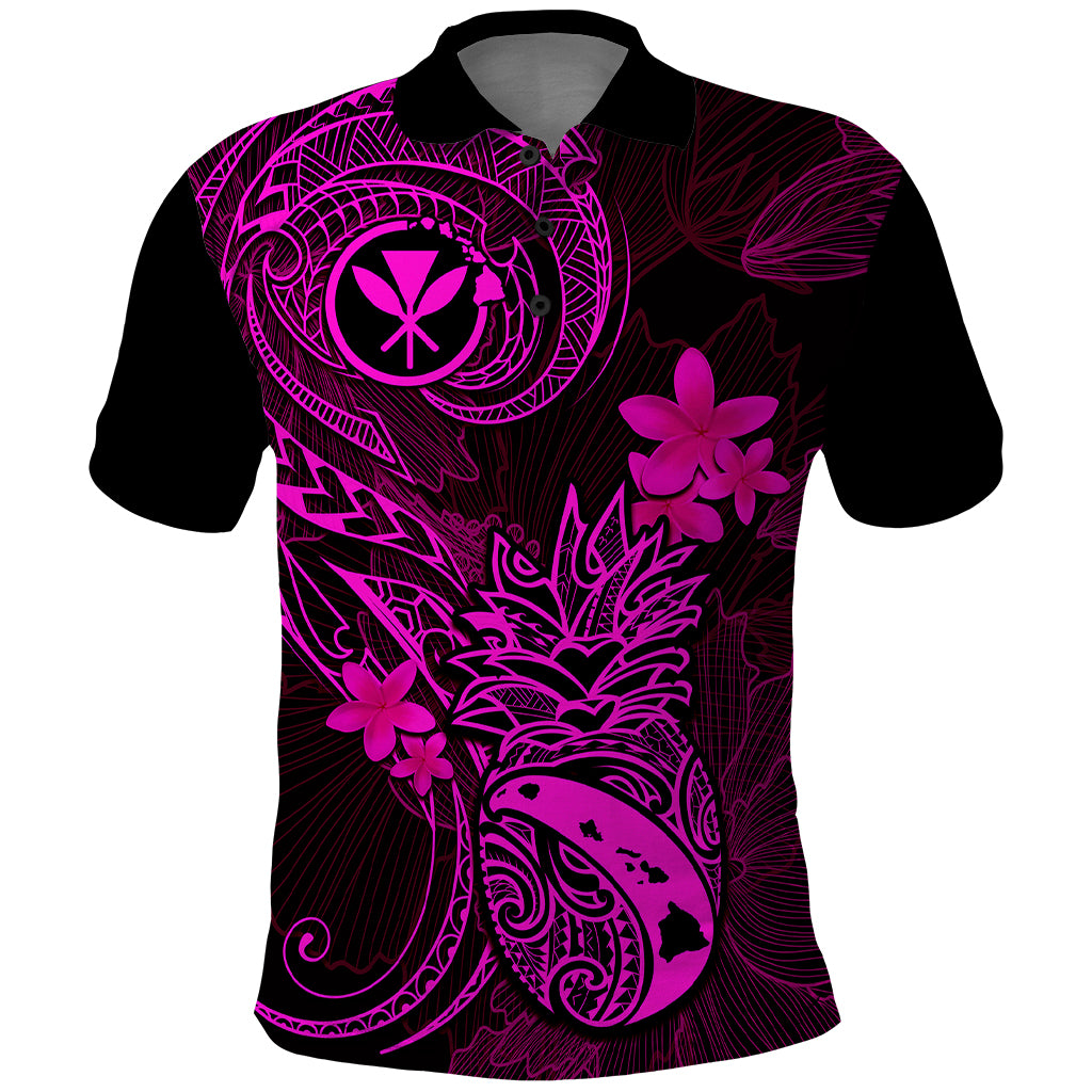 Hawaii Polo Shirt Pineapple Mix Polynesian Plumeria Pink Version LT14 Pink - Polynesian Pride