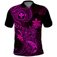 Hawaii Polo Shirt Pineapple Mix Polynesian Plumeria Pink Version LT14 Pink - Polynesian Pride