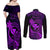 Hawaii Couples Matching Off Shoulder Maxi Dress and Long Sleeve Button Shirts Pineapple Mix Polynesian Plumeria Purple Version LT14 - Polynesian Pride