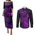 Hawaii Couples Matching Puletasi Dress and Long Sleeve Button Shirts Pineapple Mix Polynesian Plumeria Purple Version LT14 Purple - Polynesian Pride