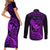 Hawaii Couples Matching Short Sleeve Bodycon Dress and Long Sleeve Button Shirts Pineapple Mix Polynesian Plumeria Purple Version LT14 - Polynesian Pride