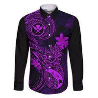 Hawaii Family Matching Puletasi Dress and Hawaiian Shirt Pineapple Mix Polynesian Plumeria Purple Version LT14 Dad's Shirt - Long Sleeve Purple - Polynesian Pride