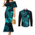 Hawaii Couples Matching Mermaid Dress and Long Sleeve Button Shirts Pineapple Mix Polynesian Plumeria Turquoise Version LT14 Turquoise - Polynesian Pride