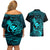 Hawaii Couples Matching Off Shoulder Short Dress and Hawaiian Shirt Pineapple Mix Polynesian Plumeria Turquoise Version LT14 - Polynesian Pride