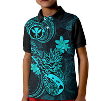 Hawaii Kid Polo Shirt Pineapple Mix Polynesian Plumeria Turquoise Version LT14 Kid Turquoise - Polynesian Pride