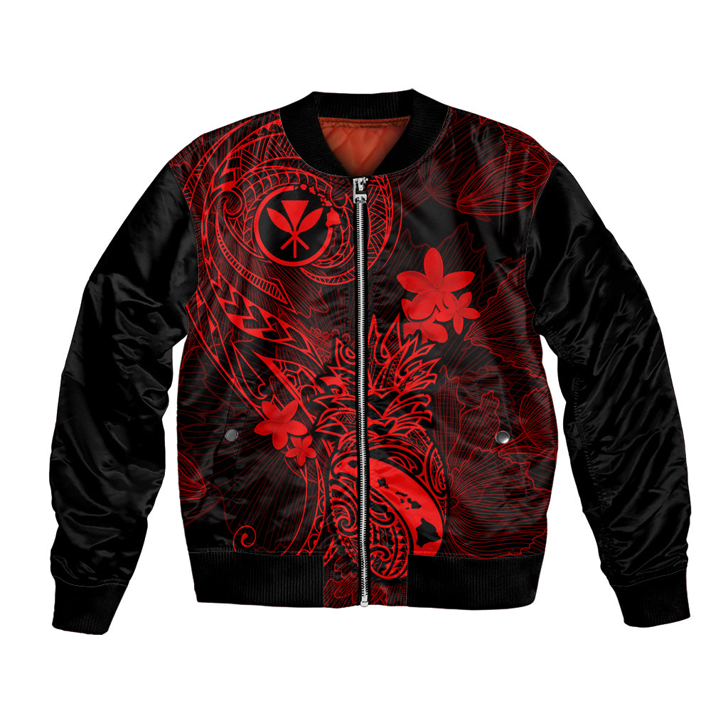 Hawaii Bomber Jacket Pineapple Mix Polynesian Plumeria Red Version LT14 Unisex Red - Polynesian Pride