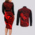 Hawaii Couples Matching Long Sleeve Bodycon Dress and Long Sleeve Button Shirts Pineapple Mix Polynesian Plumeria Red Version LT14 - Polynesian Pride
