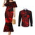 Hawaii Couples Matching Mermaid Dress and Long Sleeve Button Shirts Pineapple Mix Polynesian Plumeria Red Version LT14 Red - Polynesian Pride
