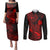 Hawaii Couples Matching Puletasi Dress and Long Sleeve Button Shirts Pineapple Mix Polynesian Plumeria Red Version LT14 Red - Polynesian Pride