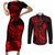 Hawaii Couples Matching Short Sleeve Bodycon Dress and Long Sleeve Button Shirts Pineapple Mix Polynesian Plumeria Red Version LT14 Red - Polynesian Pride