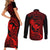 Hawaii Couples Matching Short Sleeve Bodycon Dress and Long Sleeve Button Shirts Pineapple Mix Polynesian Plumeria Red Version LT14 - Polynesian Pride