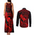 Hawaii Couples Matching Tank Maxi Dress and Long Sleeve Button Shirts Pineapple Mix Polynesian Plumeria Red Version LT14 - Polynesian Pride