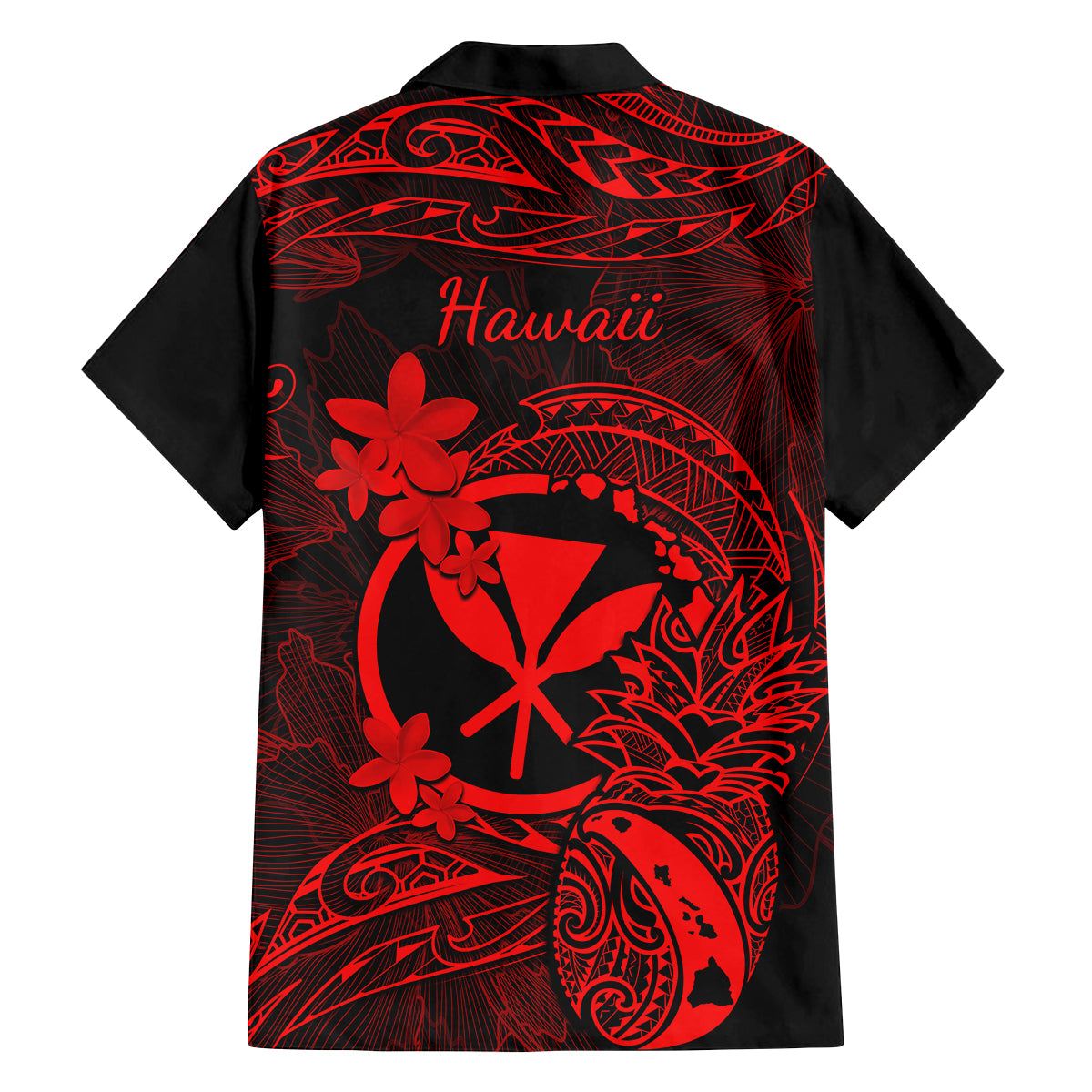 hawaii-family-matching-mermaid-dress-and-hawaiian-shirt-pineapple-mix-polynesian-plumeria-red-version