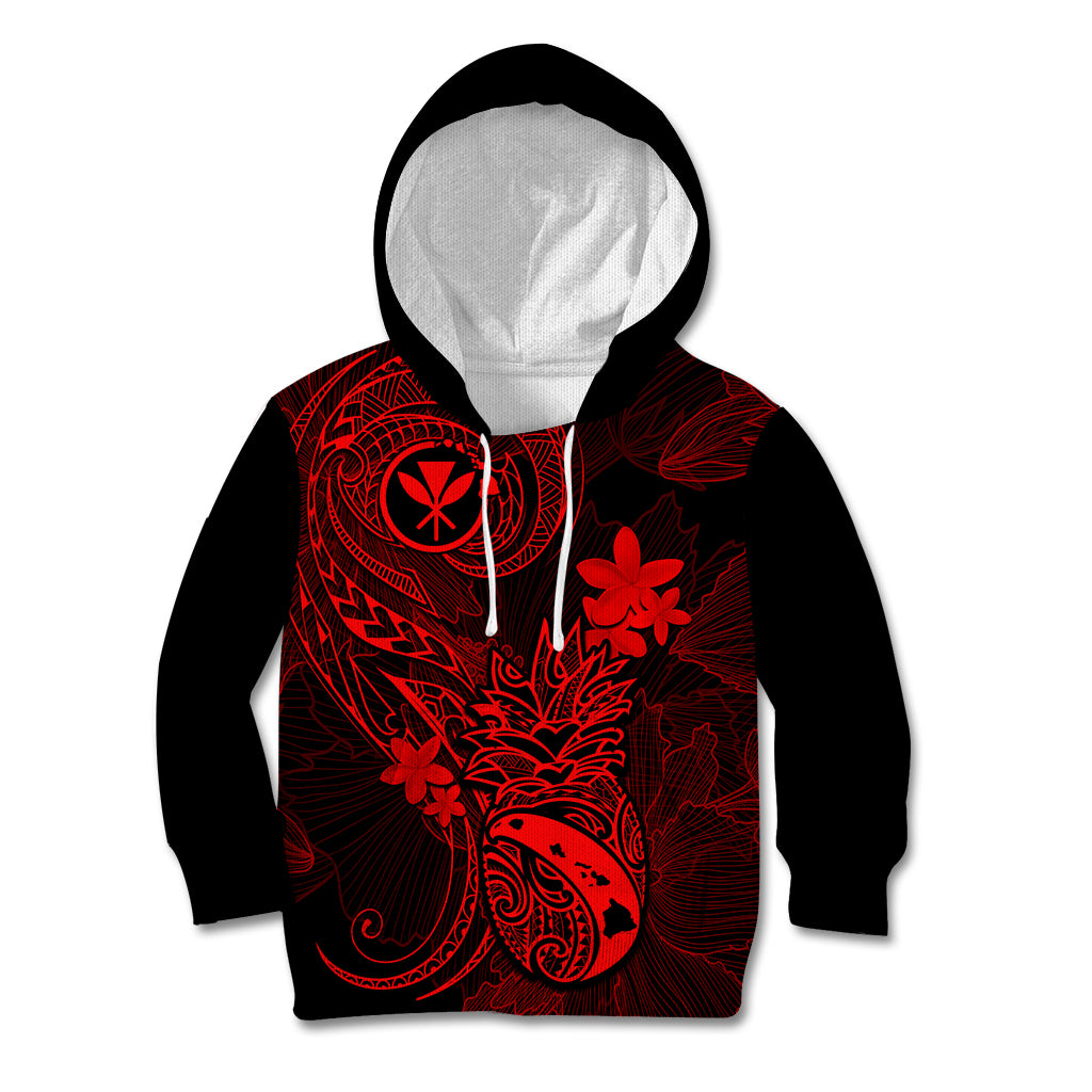 Hawaii Kid Hoodie Pineapple Mix Polynesian Plumeria Red Version LT14 Red - Polynesian Pride