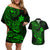 hawaii-couples-matching-off-shoulder-short-dress-and-hawaiian-shirt-pineapple-mix-polynesian-plumeria-green-version