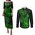 hawaii-couples-matching-puletasi-dress-and-long-sleeve-button-shirts-pineapple-mix-polynesian-plumeria-green-version