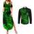 hawaii-couples-matching-summer-maxi-dress-and-long-sleeve-button-shirts-pineapple-mix-polynesian-plumeria-green-version