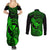 hawaii-couples-matching-summer-maxi-dress-and-long-sleeve-button-shirts-pineapple-mix-polynesian-plumeria-green-version