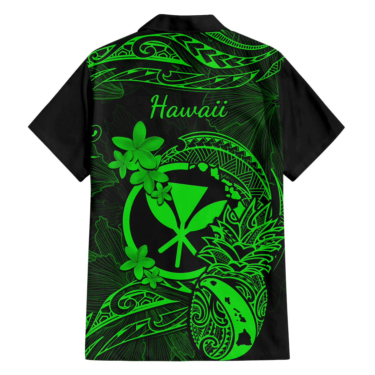 hawaii-family-matching-tank-maxi-dress-and-hawaiian-shirt-pineapple-mix-polynesian-plumeria-green-version