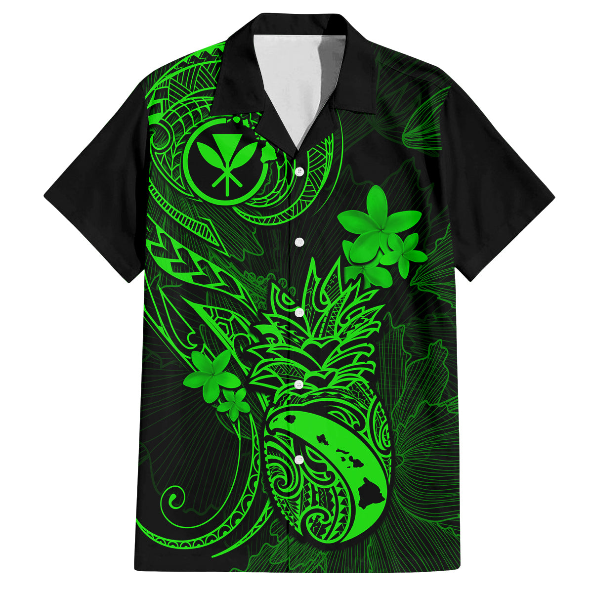 Hawaii Kid Hawaiian Shirt Pineapple Mix Polynesian Plumeria Green Version LT14 Kid Green - Polynesian Pride