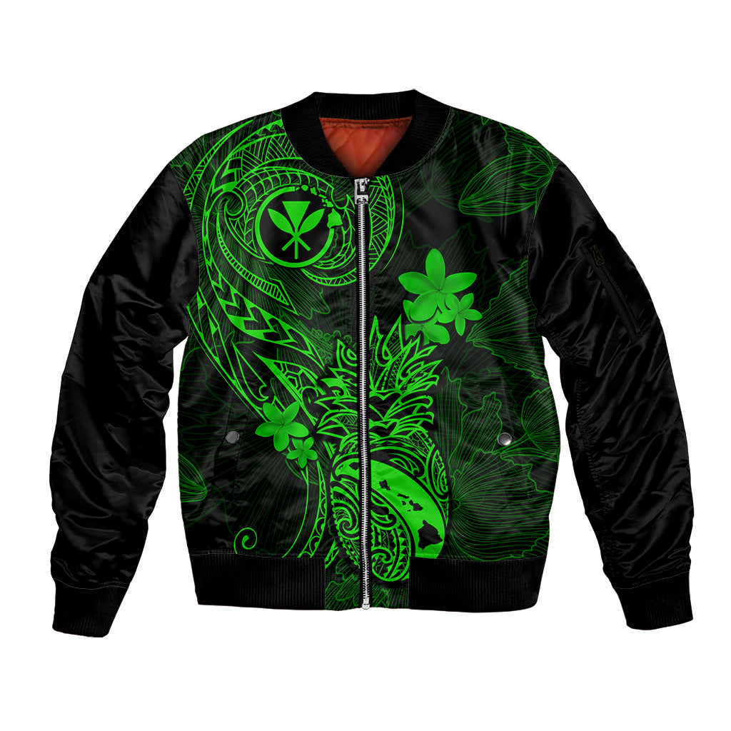hawaii-sleeve-zip-bomber-jacket-pineapple-mix-polynesian-plumeria-green-version
