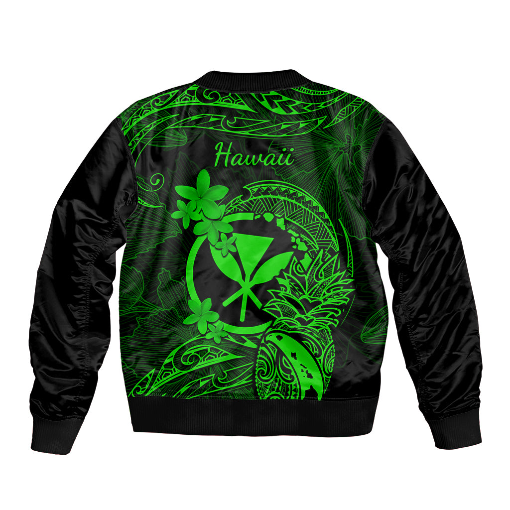 hawaii-sleeve-zip-bomber-jacket-pineapple-mix-polynesian-plumeria-green-version
