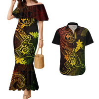 Hawaii Couples Matching Mermaid Dress and Hawaiian Shirt Shaka Tattoo Mix Polynesian Plumeria Reggae Version LT14 Reggae - Polynesian Pride
