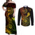 hawaii-couples-matching-off-shoulder-maxi-dress-and-long-sleeve-button-shirts-shaka-tattoo-mix-polynesian-plumeria-reggae-version