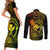 hawaii-couples-matching-short-sleeve-bodycon-dress-and-long-sleeve-button-shirts-shaka-tattoo-mix-polynesian-plumeria-reggae-version