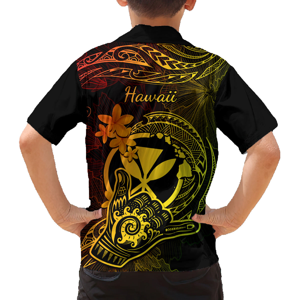 hawaii-family-matching-off-shoulder-maxi-dress-and-hawaiian-shirt-shaka-tattoo-mix-polynesian-plumeria-reggae-version