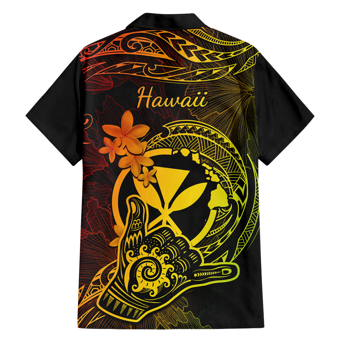 hawaii-family-matching-off-shoulder-maxi-dress-and-hawaiian-shirt-shaka-tattoo-mix-polynesian-plumeria-reggae-version
