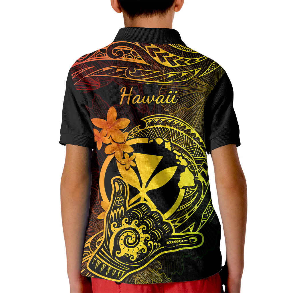 Hawaii Kid Polo Shirt Shaka Tattoo Mix Polynesian Plumeria Reggae Version LT14 - Polynesian Pride