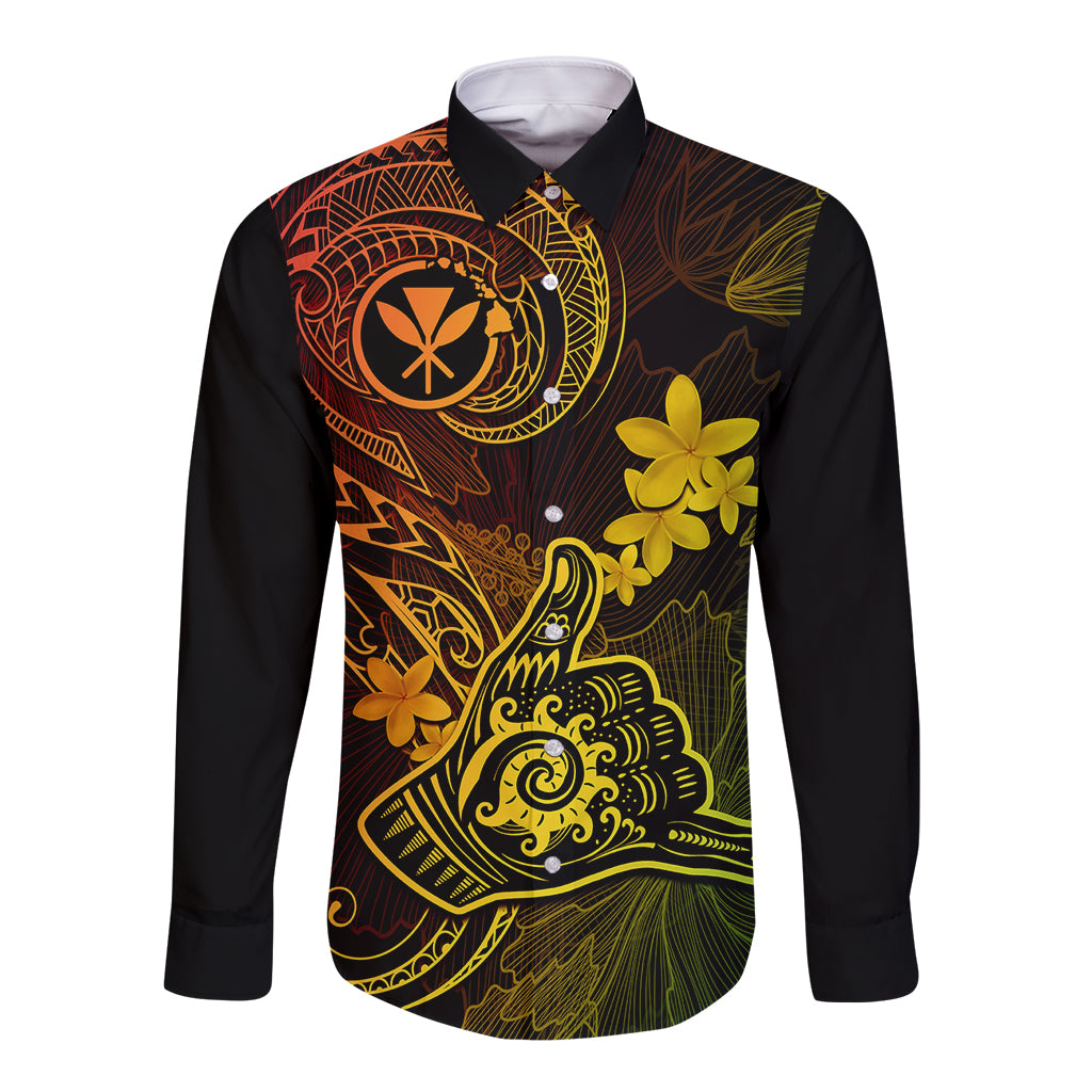 hawaii-long-sleeve-button-shirt-shaka-tattoo-mix-polynesian-plumeria-reggae-version