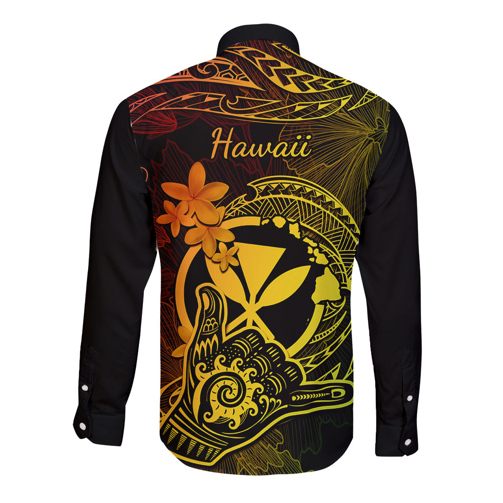 hawaii-long-sleeve-button-shirt-shaka-tattoo-mix-polynesian-plumeria-reggae-version