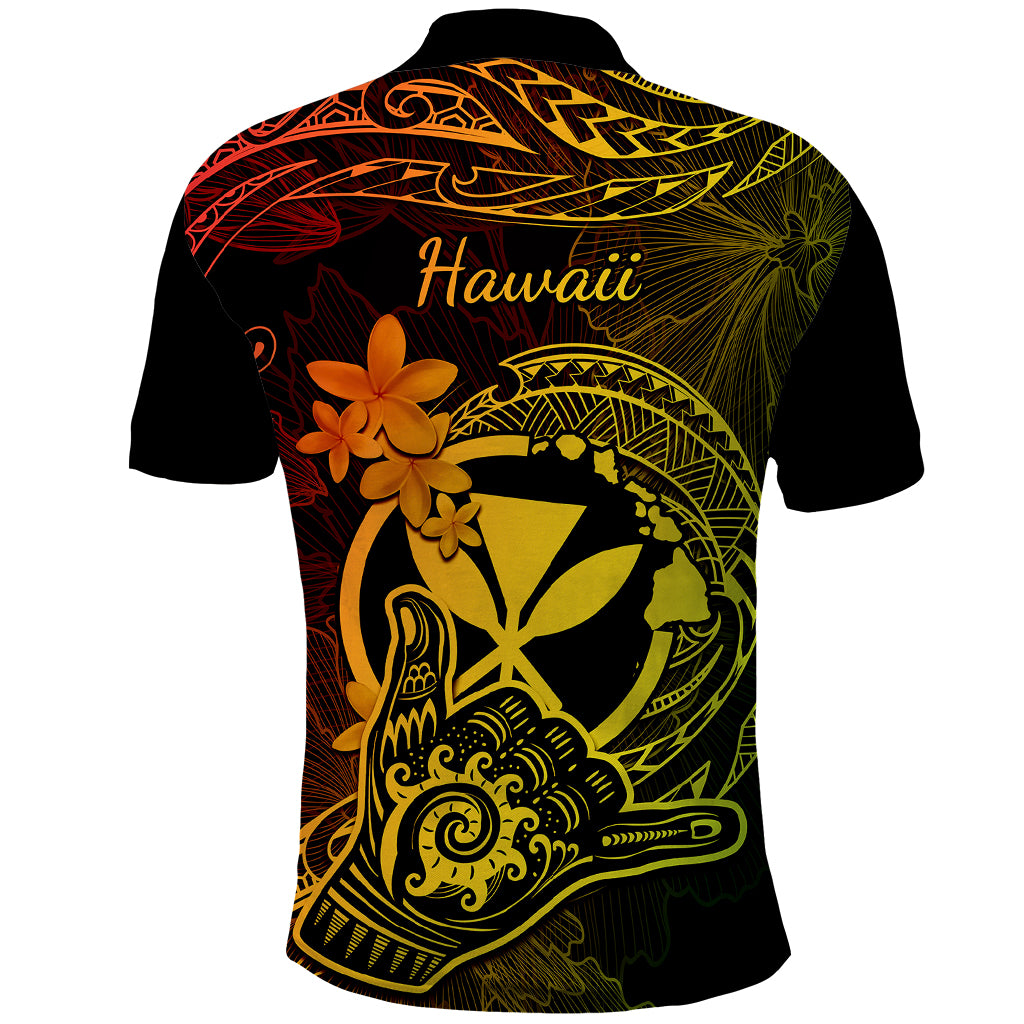 Hawaii Polo Shirt Shaka Tattoo Mix Polynesian Plumeria Reggae Version LT14 - Polynesian Pride