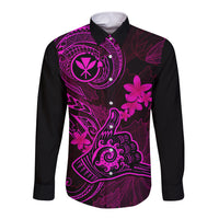 hawaii-long-sleeve-button-shirt-shaka-tattoo-mix-polynesian-plumeria-pink-version