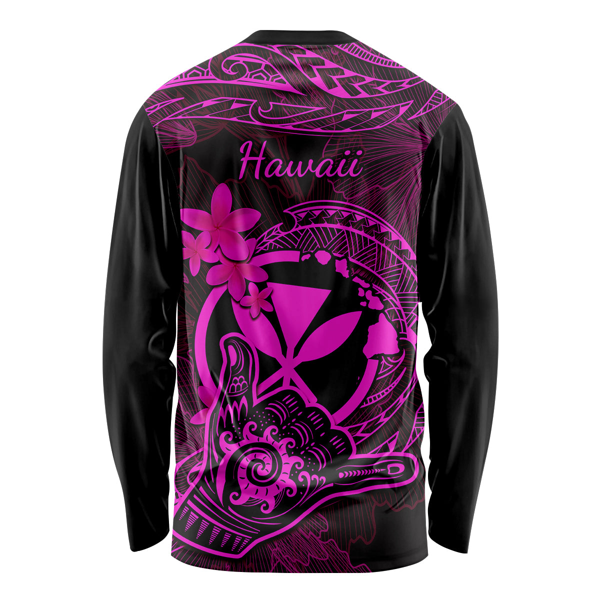 Hawaii Long Sleeve Shirt Shaka Tattoo Mix Polynesian Plumeria Pink Version LT14 - Polynesian Pride