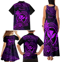 Hawaii Family Matching Tank Maxi Dress and Hawaiian Shirt Shaka Tattoo Mix Polynesian Plumeria Purple Version LT14 - Polynesian Pride