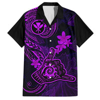 Hawaii Family Matching Tank Maxi Dress and Hawaiian Shirt Shaka Tattoo Mix Polynesian Plumeria Purple Version LT14 Dad's Shirt - Short Sleeve Purple - Polynesian Pride