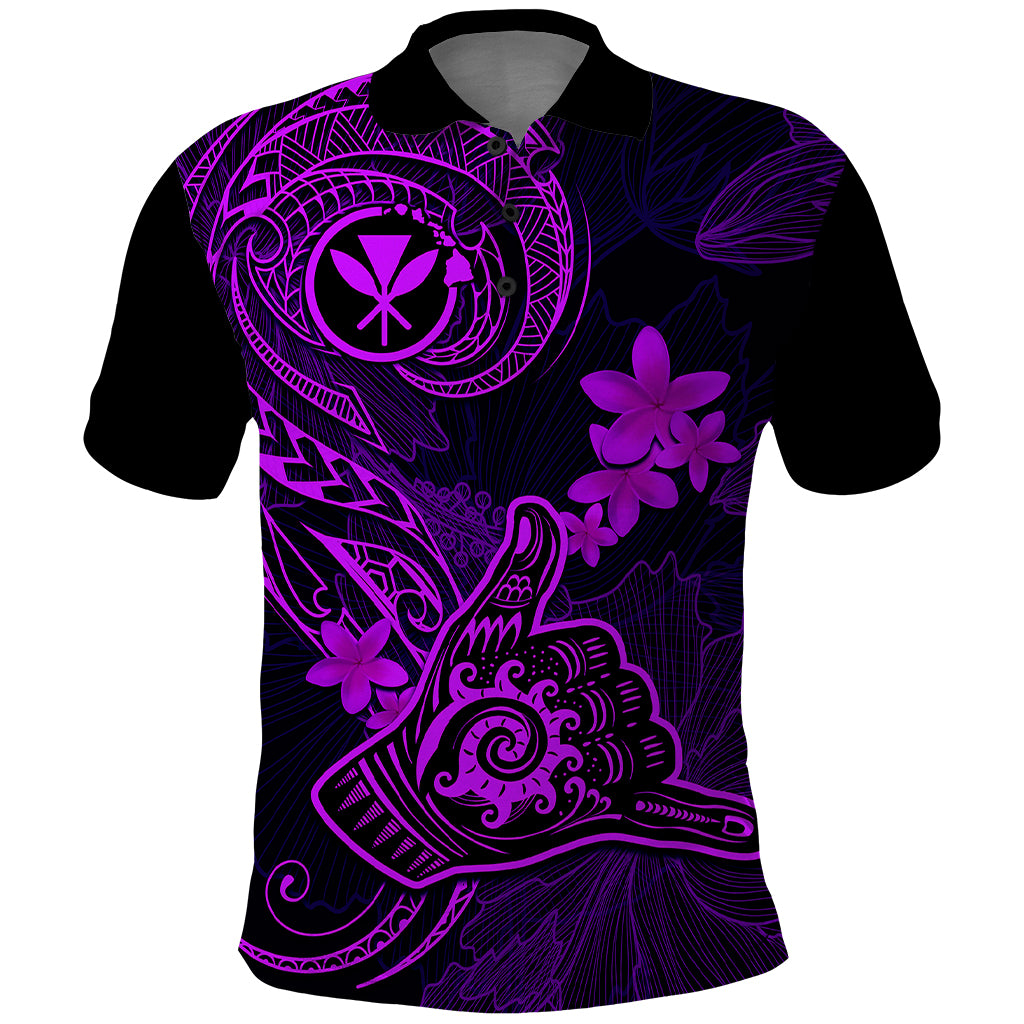 Hawaii Polo Shirt Shaka Tattoo Mix Polynesian Plumeria Purple Version LT14 Purple - Polynesian Pride