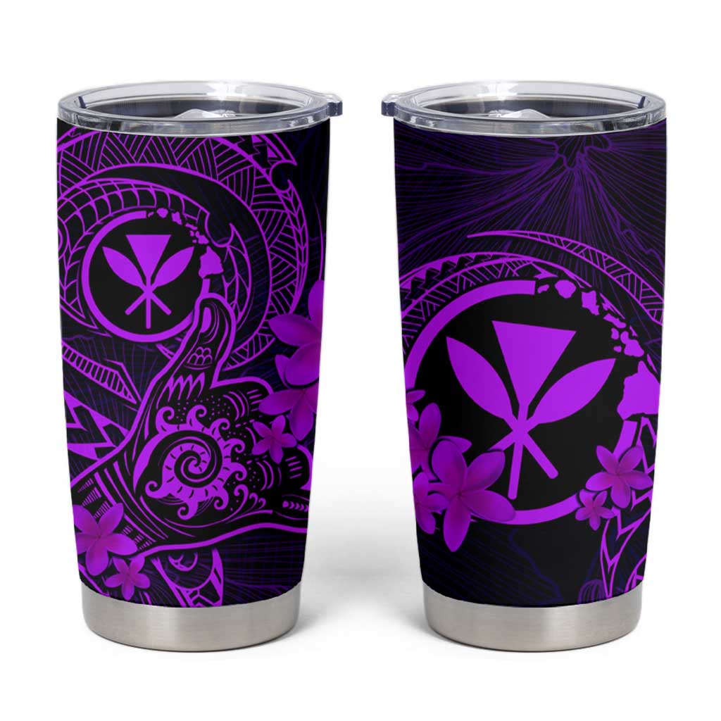 Hawaii Tumbler Cup Shaka Tattoo Mix Polynesian Plumeria Purple Version