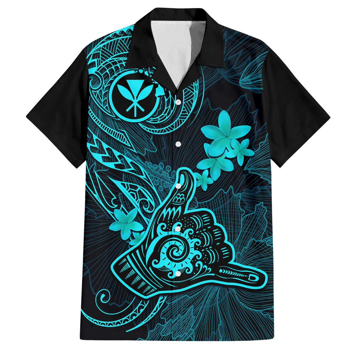 Hawaii Kid Hawaiian Shirt Shaka Tattoo Mix Polynesian Plumeria Turquoise Version LT14 Kid Turquoise - Polynesian Pride