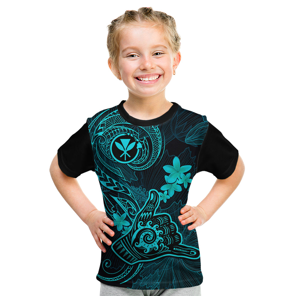 Hawaii Kid T Shirt Shaka Tattoo Mix Polynesian Plumeria Turquoise Version LT14 Turquoise - Polynesian Pride