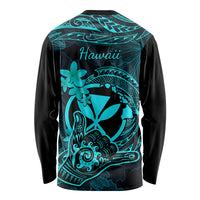 Hawaii Long Sleeve Shirt Shaka Tattoo Mix Polynesian Plumeria Turquoise Version LT14 - Polynesian Pride