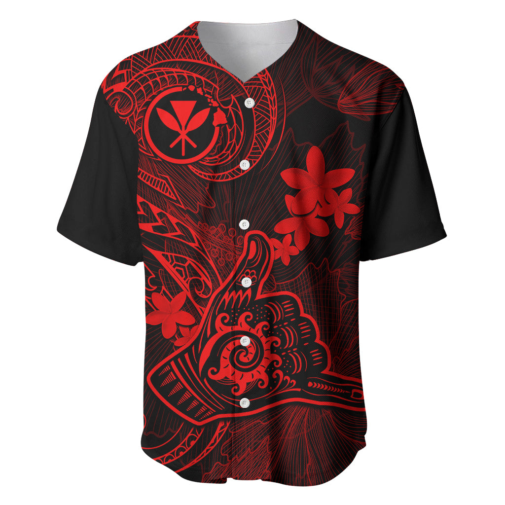 Hawaii Baseball Jersey Shaka Tattoo Mix Polynesian Plumeria Red Version LT14 Red - Polynesian Pride