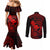 hawaii-couples-matching-mermaid-dress-and-long-sleeve-button-shirts-shaka-tattoo-mix-polynesian-plumeria-red-version