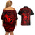 hawaii-couples-matching-off-shoulder-short-dress-and-hawaiian-shirt-shaka-tattoo-mix-polynesian-plumeria-red-version